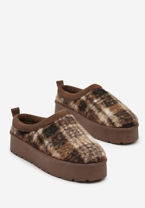 Brązowe Śniegowce na Platformie Ozdobione Kratą Ammea