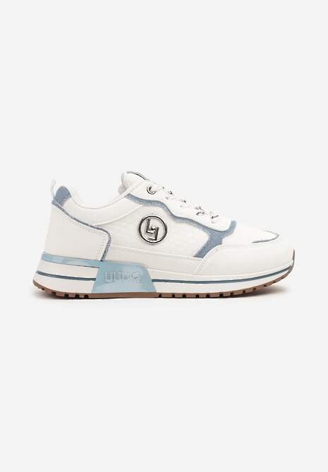 Biało-Niebieskie Sneakersy z Metaliczną Ozdobą Firamia