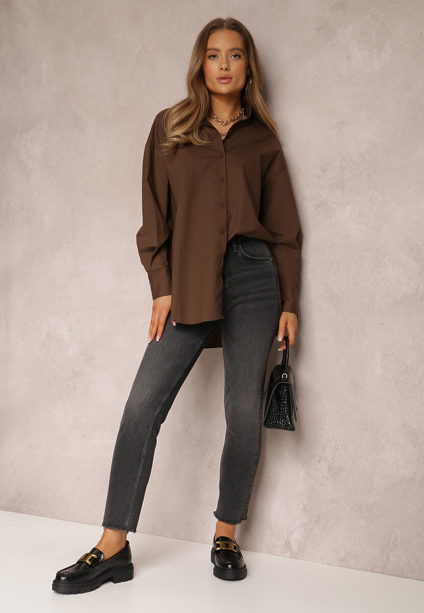 Ciemnobrązowa Koszula Bawełniana Aquida