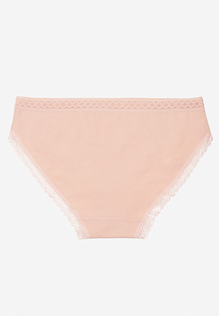 Różowe Majtki z Bawełny o Kroju Fig z Ozdobną Koronką Talivina