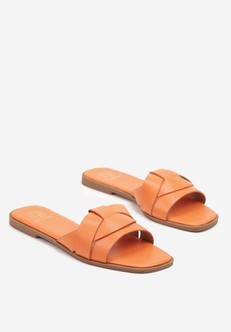 Pomarańczowe Klapki z Ozdobnie Przeplecionymi Paskami Davianne