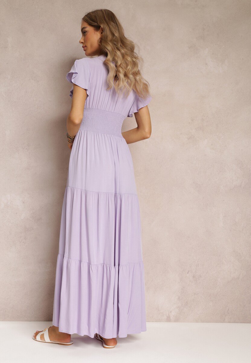 Fioletowa Sukienka z Wiskozy Lobsy