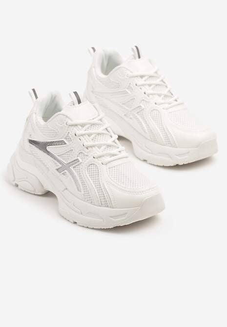Białe Sneakersy z Ozdobnymi Paskami Xerraza