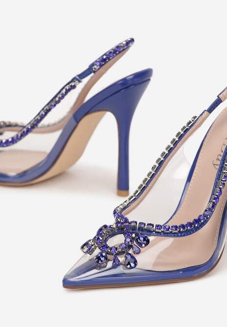 Niebieskie Sandały Transparentne z Cyrkoniami Vophi