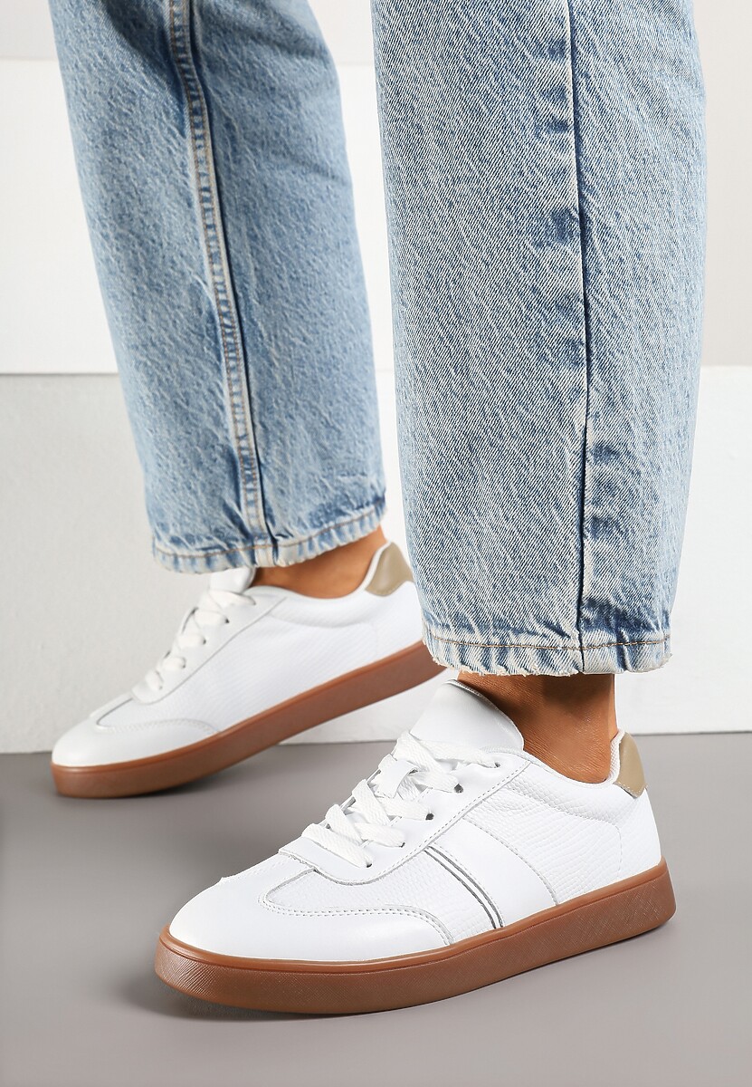 Białe Sneakersy ze Skóry Naturalnej z Przeszyciami Tilliossa