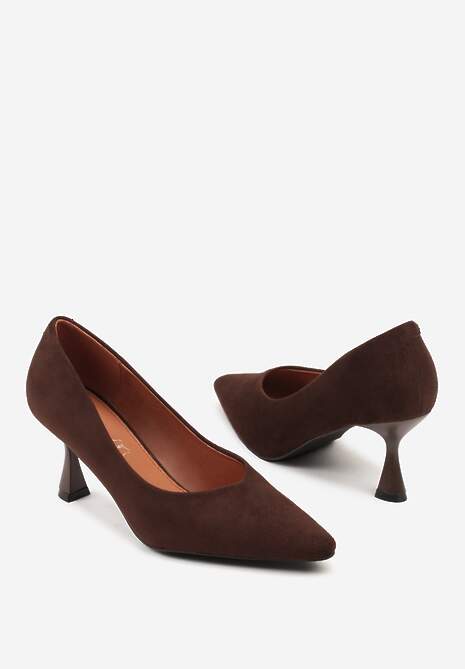 Brązowe Czółenka Vices na Obcasie Typu Klepsydra ze Skórzaną Wkładką Dedvire