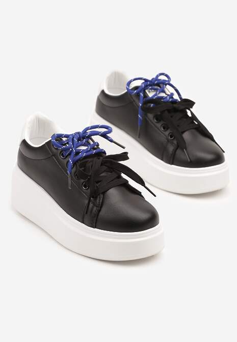 Czarno-Białe Sneakersy z Podwójnym Sznurowaniem Zdivoria