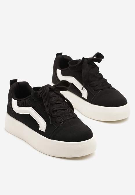 Czarne Sneakersy Kultowe Tenisówki na Grubej Podeszwie Nurisora