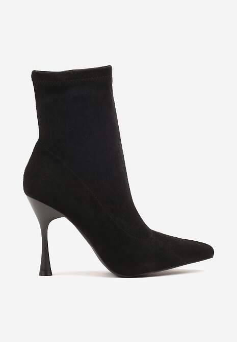 Czarne Botki Vices na Szpilce w Stylu Klepsydry Noraye