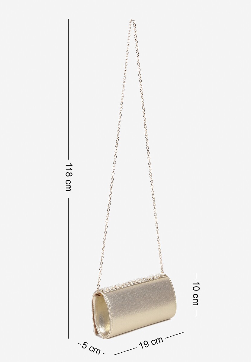 Szampańska Torebka Kopertówka Vices z Łańcuszkiem Zdobiona Perełkami i Cyrkoniami Vemiluna