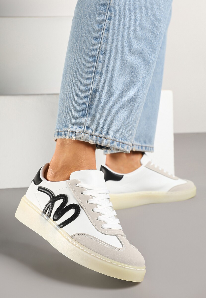 Białe Sneakersy Kultowe Tenisówki Zdobione Abstrakcyjną Aplikacją Fendiva