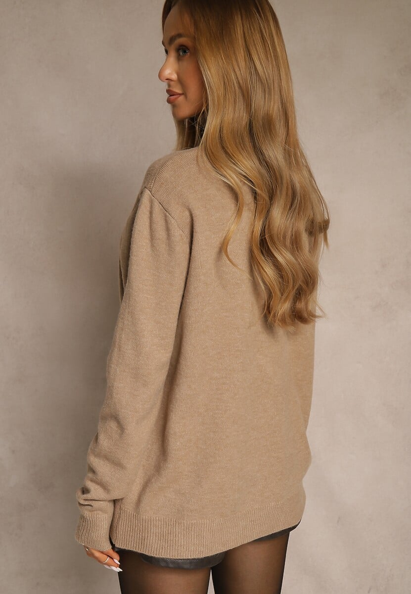 Beżowy Casualowy Golf z Bawełną i Wełną Reillisa