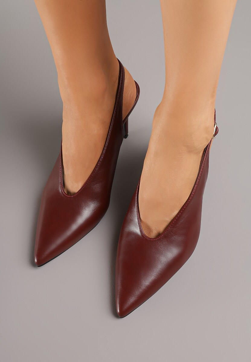 Bordowe Sandały Slingback na Obcasie Typu Szpilka Latira