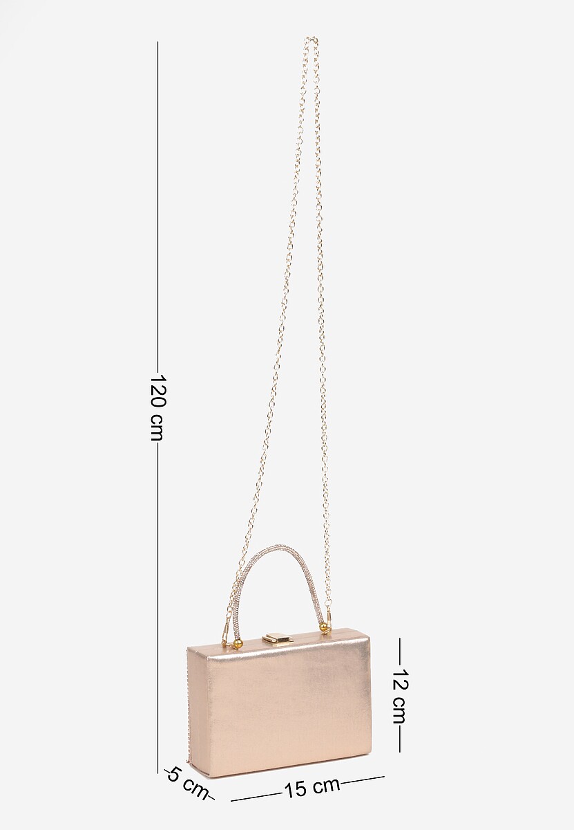 Szampańska Torebka Wieczorowa Vices z Łańcuszkiem i Rączką Zdobiona Cyrkoniami Amonne