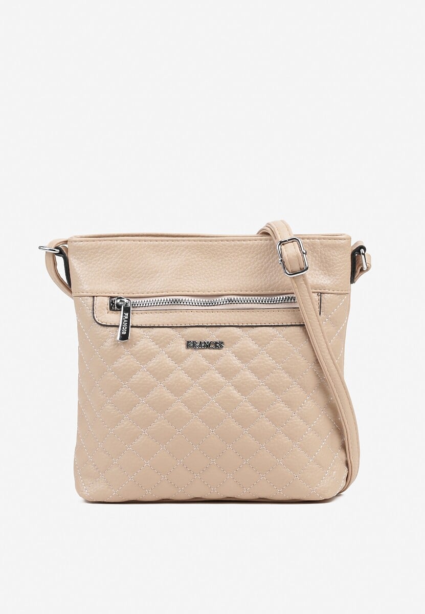 Ciemnobeżowa Torebka Typu Listonoszka Zdobiona Pikowanymi Przeszyciami Silivena