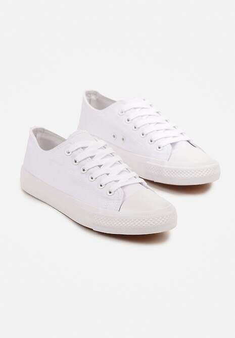 Białe Klasyczne Trampki Sznurowane Przed Kostkę Elleriome