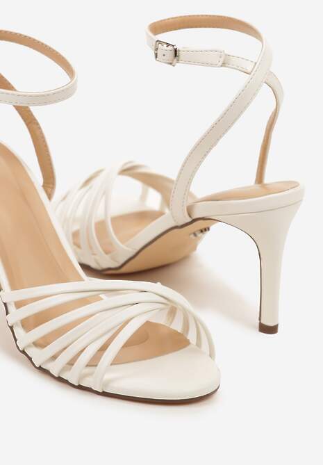 Białe Sandały Vices na Obcasie Typu Szpilka Folineia