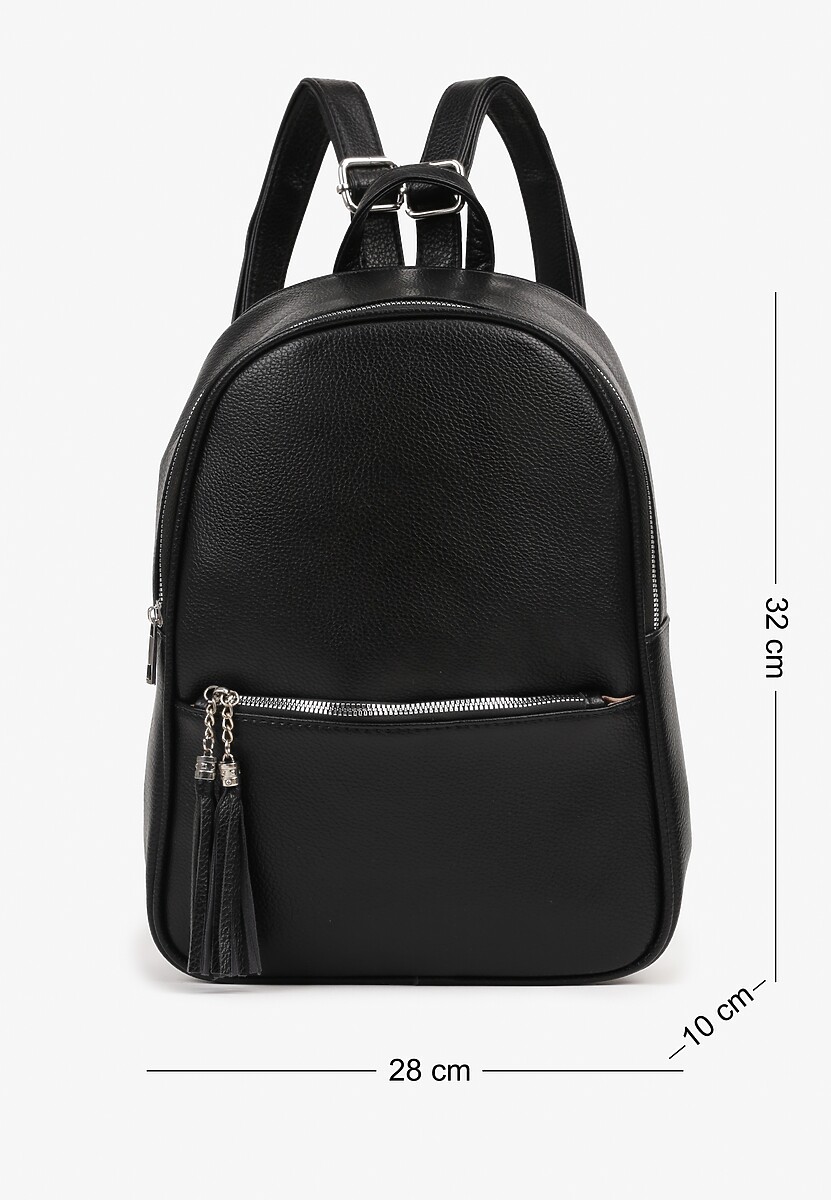 Czarny Trapezowy Plecak z Suwakiem z Frędzlami Idassea