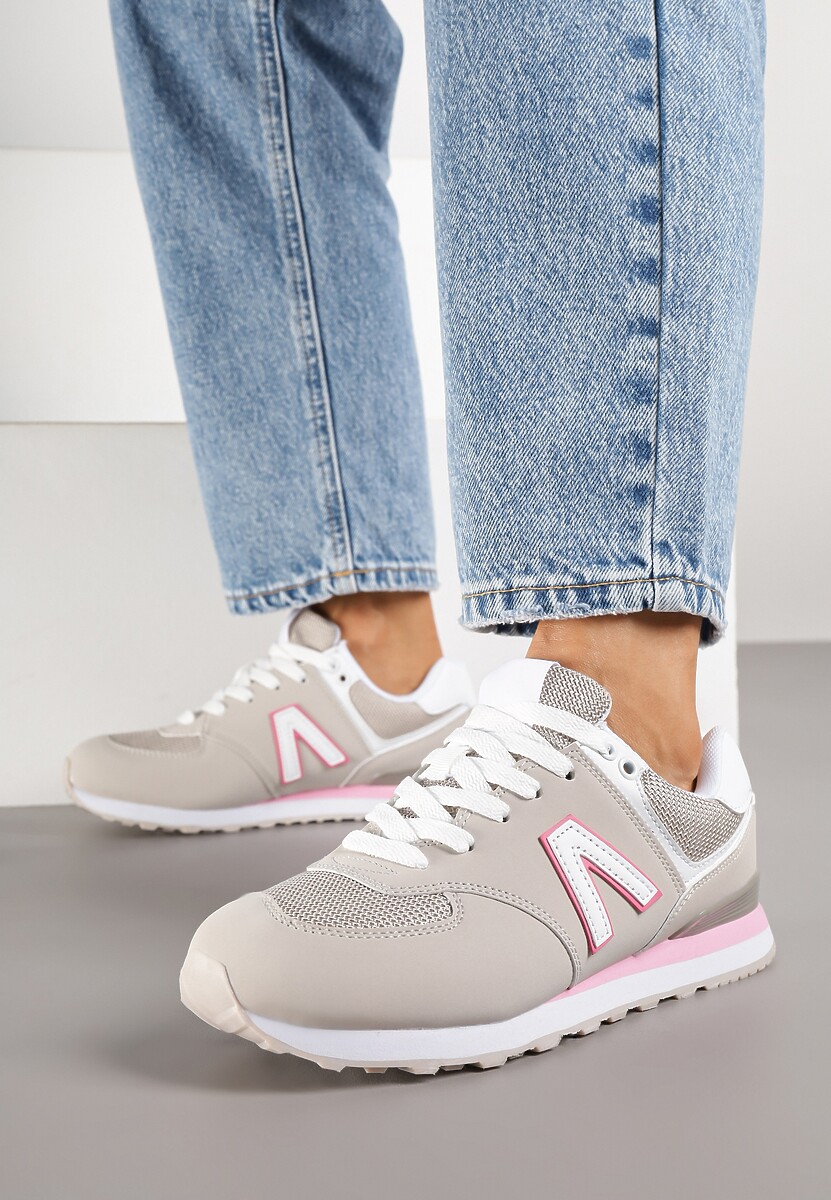 Szare Sneakersy Ozdobione Geometrycznym Motywem Rilenessa