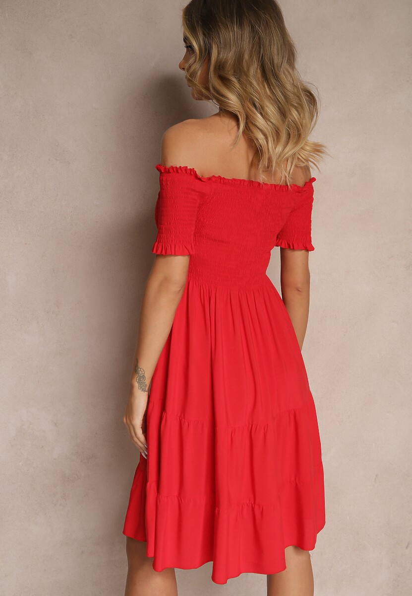 Czerwona Sukienka z Bawełny Hiszpanka Tolarelle
