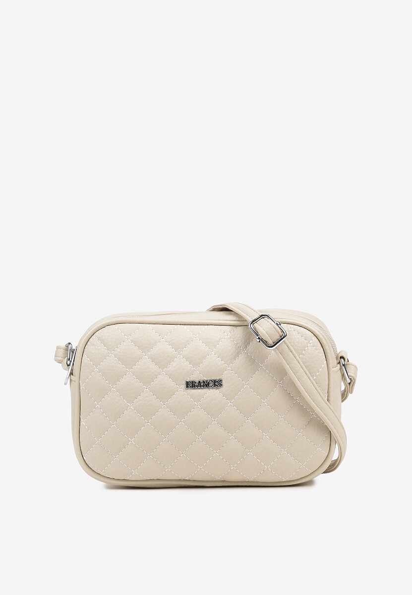 Beżowa Pikowana Torebka Listonoszka Ozdobiona Napisem Silanire