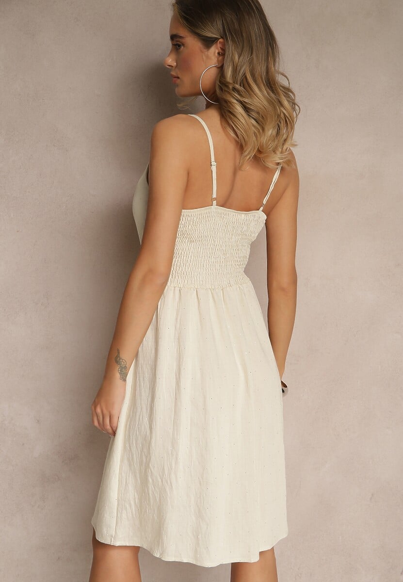 Beżowa Kopertowa Sukienka z Wiskozy Lilisena