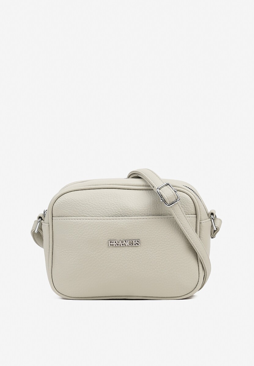 Jasnoszara Torebka w Stylu Listonoszki z Napisem Dolenna