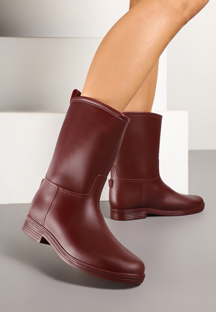 Beżowe Eleganckie Kalosze z Ozdobnym Przeszyciem Lenrisa