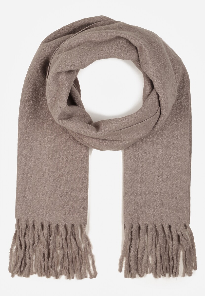 Szary Gładki Szalik z Frędzlami Vetimare