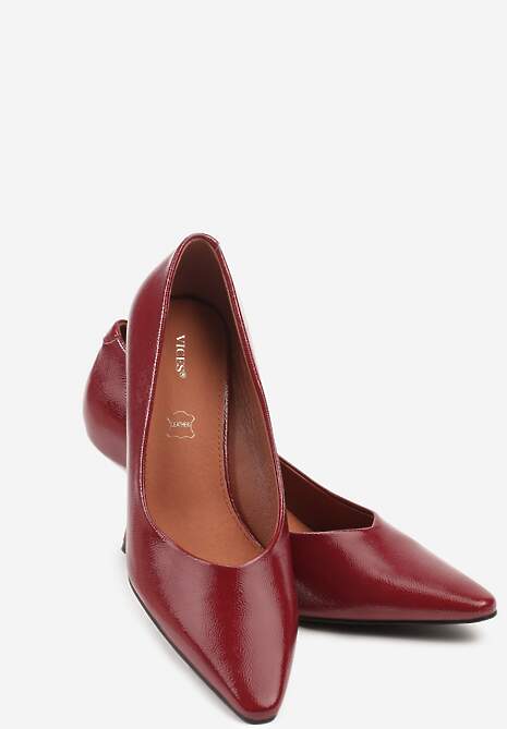 Bordowe Eleganckie Czółenka Vices na Klepsydrze ze Skórzaną Wkładką Dedvire
