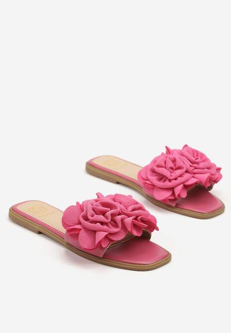 Fuksjowe Klapki z Naszywką w Typie Kwiatów Sorilva