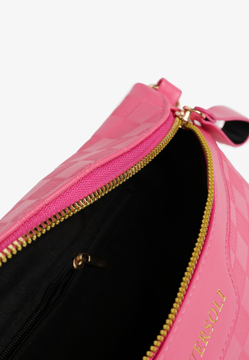 Różowa Tłoczona Nerka z Łańcuszkiem i Dodatkowym Szerokim Paskiem Alisvara