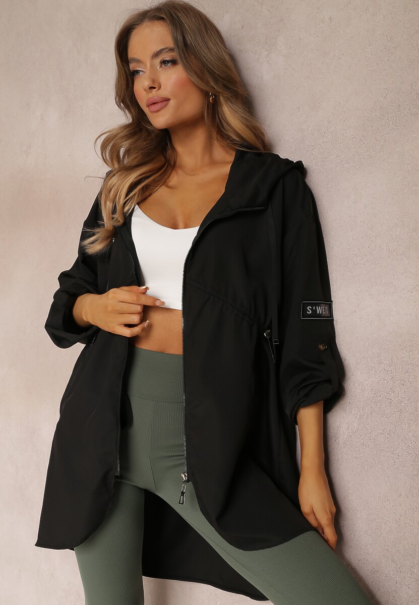 Czarna Kurtka Oversize Wiatrówka Ceshela