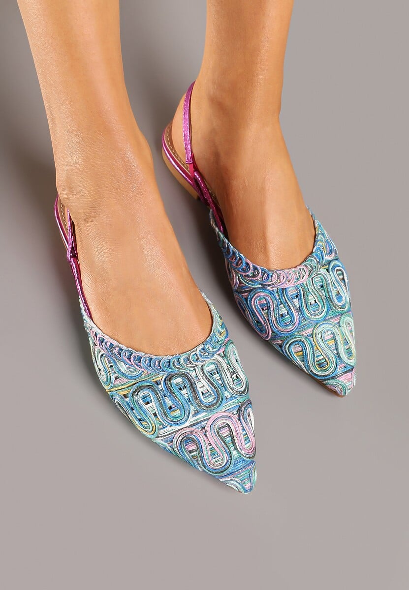 Niebieskie Sandały Slingback Vices z Metalicznymi Zdobieniami Janavie