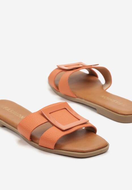 Pomarańczowe Klapki z Kwadratową Ozdobą Uliswenna