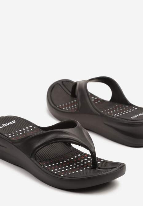 Czarne Sportowe Japonki z Pianki na Niskim Koturnie Viviressa