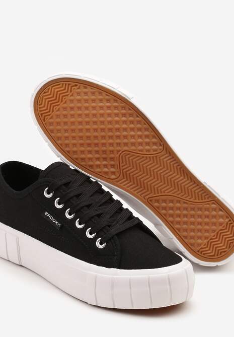 Czarno-Białe Trampki na Tłoczonej Platformie Maivoria