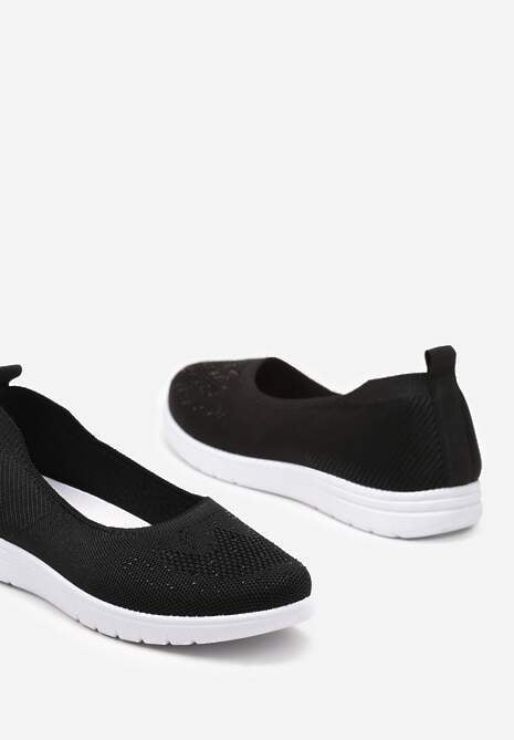 Czarne Płaskie Tenisówki Zdobione Cyrkoniami Lomadia