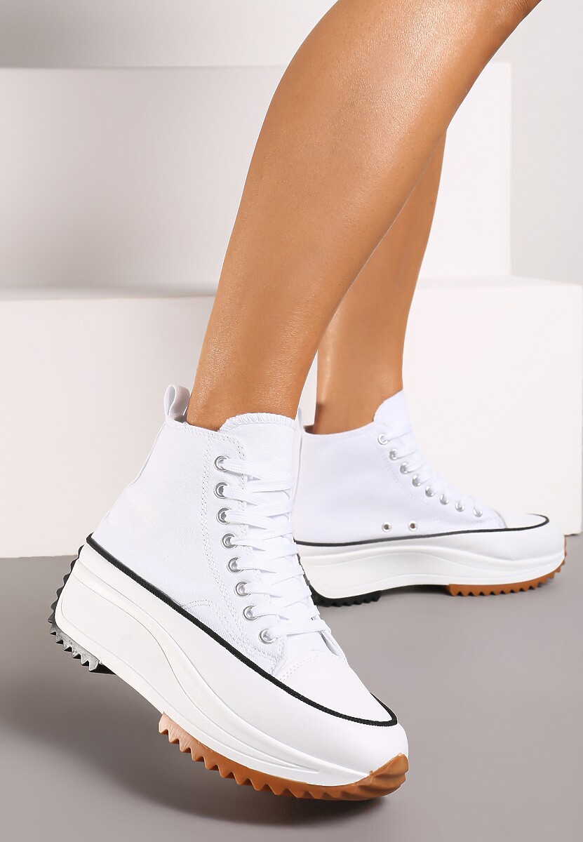 Czarne Trampki za Kostkę na Wysokiej Platformie Julieyati