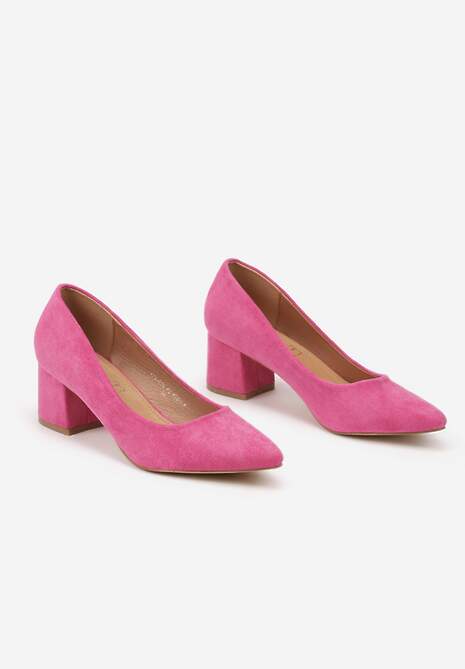 Fuksjowe Czółenka Vices na Słupku z Wkładką ze Skóry Naturalnej Rieris