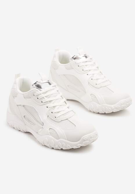 Białe Sneakersy Ozdobione Tłoczoną Cholewką Pillitha