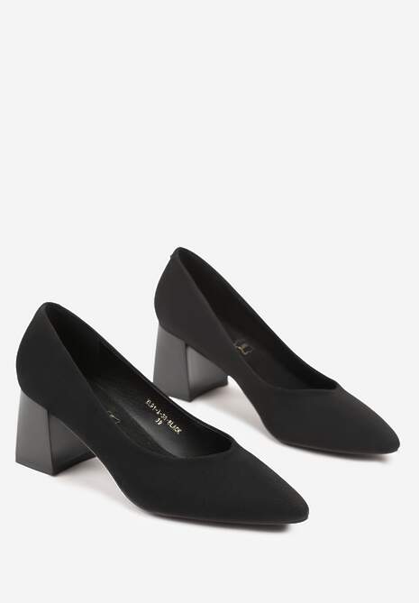 Czarne Czółenka Vices na Stożku z Wkładką ze Skóry Naturalnej Esande