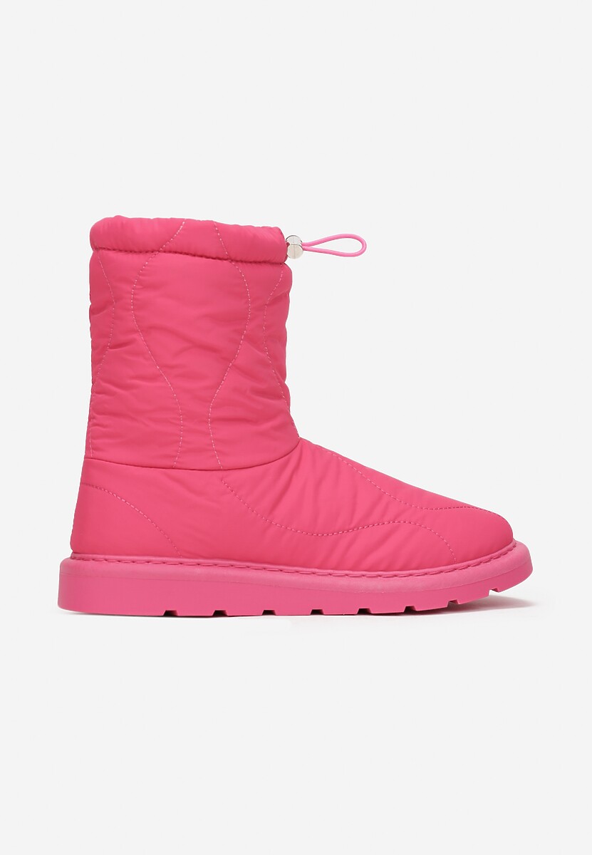 Fuksjowe Ocieplane Śniegowce z Protektorem z Pikowanego Materiału Siani