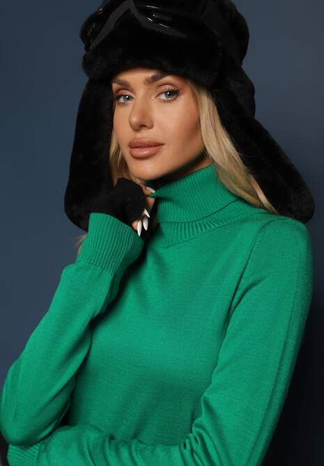 Ciemnozielony Klasyczny Golf ze Ściągaczami przy Rękawach Felinia