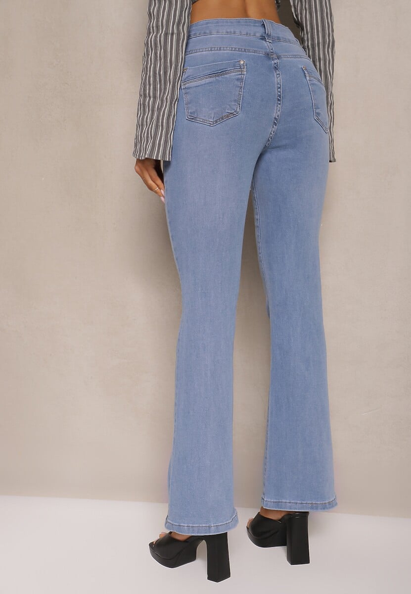 Niebieskie Dzwony Jeansy High Waist Mevellea