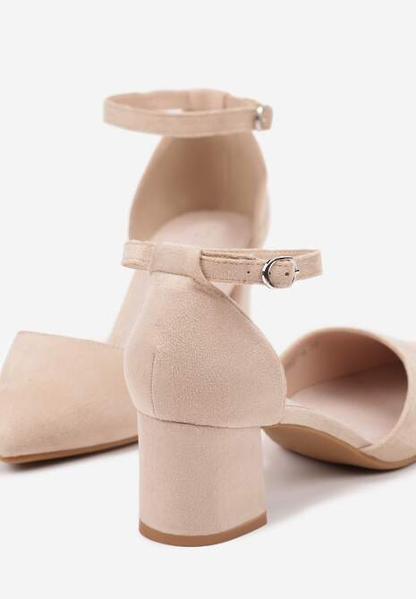 Beżowe Czółenka na Słupku Lasnire