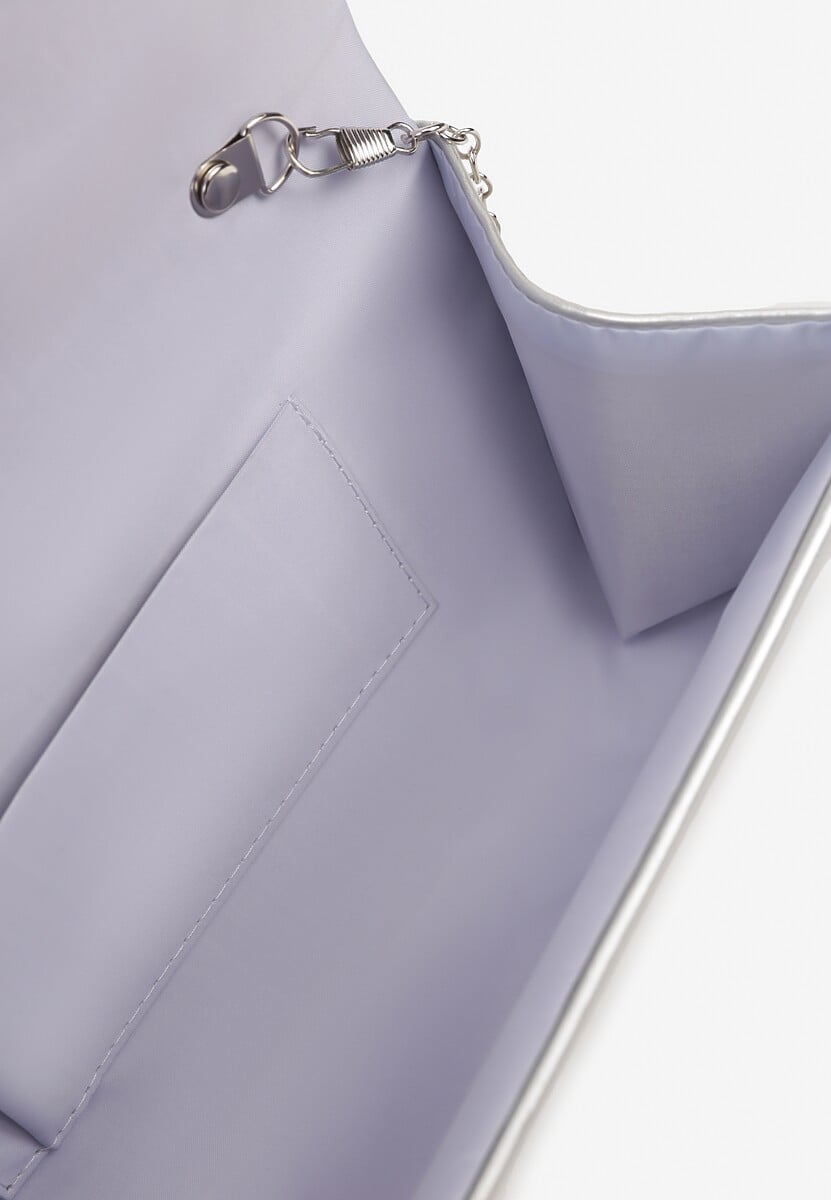 Srebrna Torebka Kopertówka z Dodatkowym Łańcuszkiem Zdobiona Aplikacją Fleanna