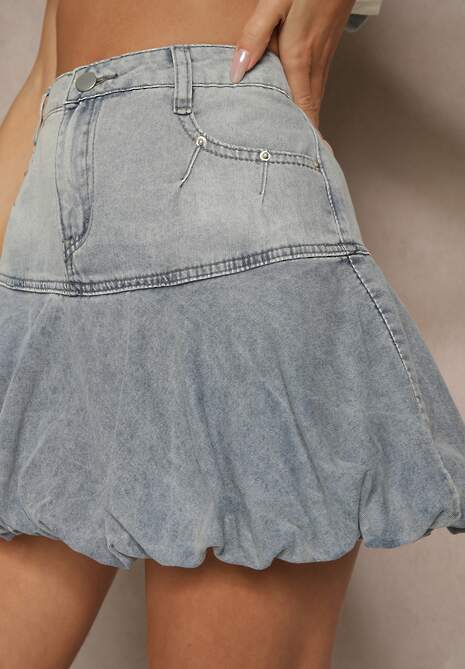 Niebieska Rozkloszowana Spódnica z Bawełny Bombka Emisara