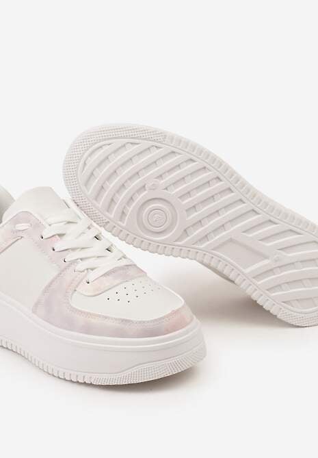 Biało-Różowe Sneakersy na Grubej Podeszwie z Ozdobnymi Wstawkami Dreamsa
