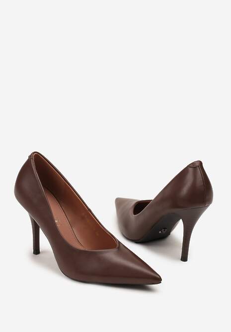 Brązowe Szpilki Vices z Wkładką ze Skóry Naturalnej Anistte